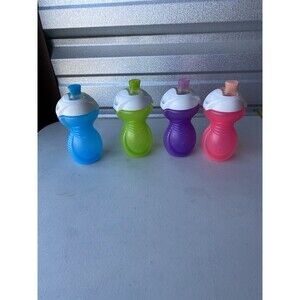 Munchkin Mighty Grip Sippy Cups 10oz Flip Straw Spill Proof Lot of 4 Pink Blue